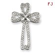 14K White Gold Diamond Filigree Cross Pendant
