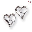 14K White Gold Diamond Heart Earrings