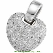 14K White Gold Diamond Heart Pendant