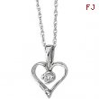 14K White Gold Diamond Heart Pendant With Chain