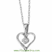 14K White Gold Diamond Heart Pendant With Chain