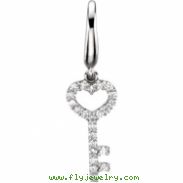 14K White Gold Diamond Key Charm
