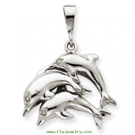 14k White Gold Dolphin Charm