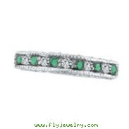 14K White Gold Emerald And Diamond Stackable Ring