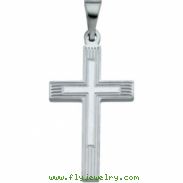 14K White Gold Extra Heavy Cross Pendant