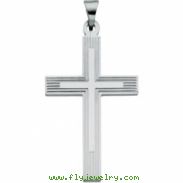 14K White Gold Extra Heavy Cross Pendant