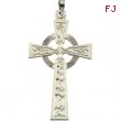 14K White Gold Fancy Celtic Cross Pendant