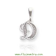 14K White Gold Filigree Initial "D" Pendant