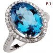 14K White Gold Gen Sbtpz Genuine Swiss Blue Topaz & Diamond Ring