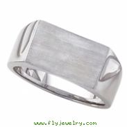 14K White Gold Gents Signet Ring With Brush Finished Top