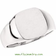14K White Gold Gents Signet Ring With Brush Finished Top