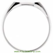 14K White Gold Gents Solid Oval Signet Ring With Brush Finished Top