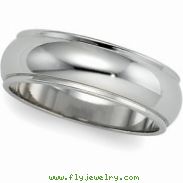 14K White Gold Half Round Edge Band