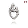 14K White Gold Heart Shaped .63ct. Diamond Mother & Child Pendant