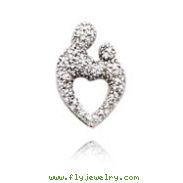 14K White Gold Heart Shaped .63ct. Diamond Mother & Child Pendant