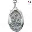 14K White Gold Hollow Oval St. Joseph Medal