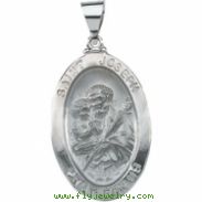 14K White Gold Hollow Oval St. Joseph Medal