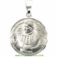 14K White Gold Hollow Pope John Paul Medal