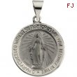 14K White Gold Hollow Round Miraculous Medal