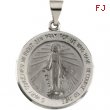 14K White Gold Hollow Round Miraculous Medal