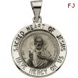 14K White Gold Hollow Round Sacred Heart Of Jesus Medal