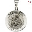 14K White Gold Hollow Round St. Anthony Medal