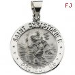 14K White Gold Hollow Round St. Christopher Medal