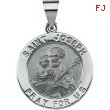 14K White Gold Hollow Round St. Joseph Medal