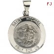 14K White Gold Hollow Round St. Michael Medal