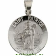 14K White Gold Hollow Round St. Patrick Medal