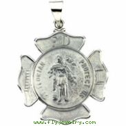 14K White Gold Hollow St. Florian Medal