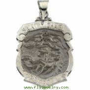 14K White Gold Hollow St. Michael Medal