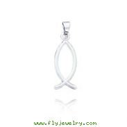 14K White Gold Ichthus Fish Charm