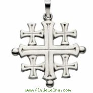 14K White Gold Jerusalem Cross Pendant