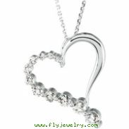 14K White Gold Journey Diamond Heart Pendant
