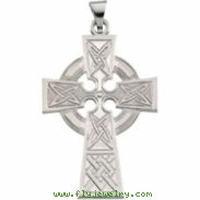 14K White Gold Large Celtic Cross Pendant