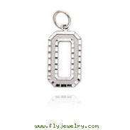 14K White Gold Large Diamond-Cut Number 0 Charm