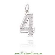 14K White Gold Large Diamond-Cut Number 4 Charm