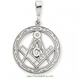 14k White Gold Large Masonic Pendant