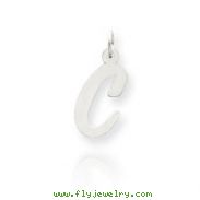 14K White Gold Large Script Initial "C" Charm