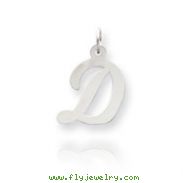 14K White Gold Large Script Initial "D" Charm