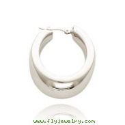 14K White Gold Large Slanted Hoop Earrings