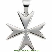 14K White Gold Maltese Cross Pendant