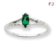 14K White Gold May Emerald  Birthstone Ring