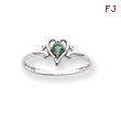 14K White Gold May Emerald Birthstone Heart Ring