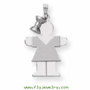 14k White Gold Medium Girl with Bow on Left Engraveable Charm