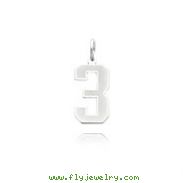 14K White Gold Medium Satin Number 3 Charm