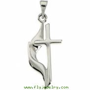 14K White Gold Methodist Cross Pendant