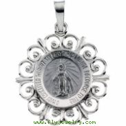 14K White Gold Miraculous Medal