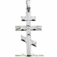 14K White Gold Orthodox Cross Pendant